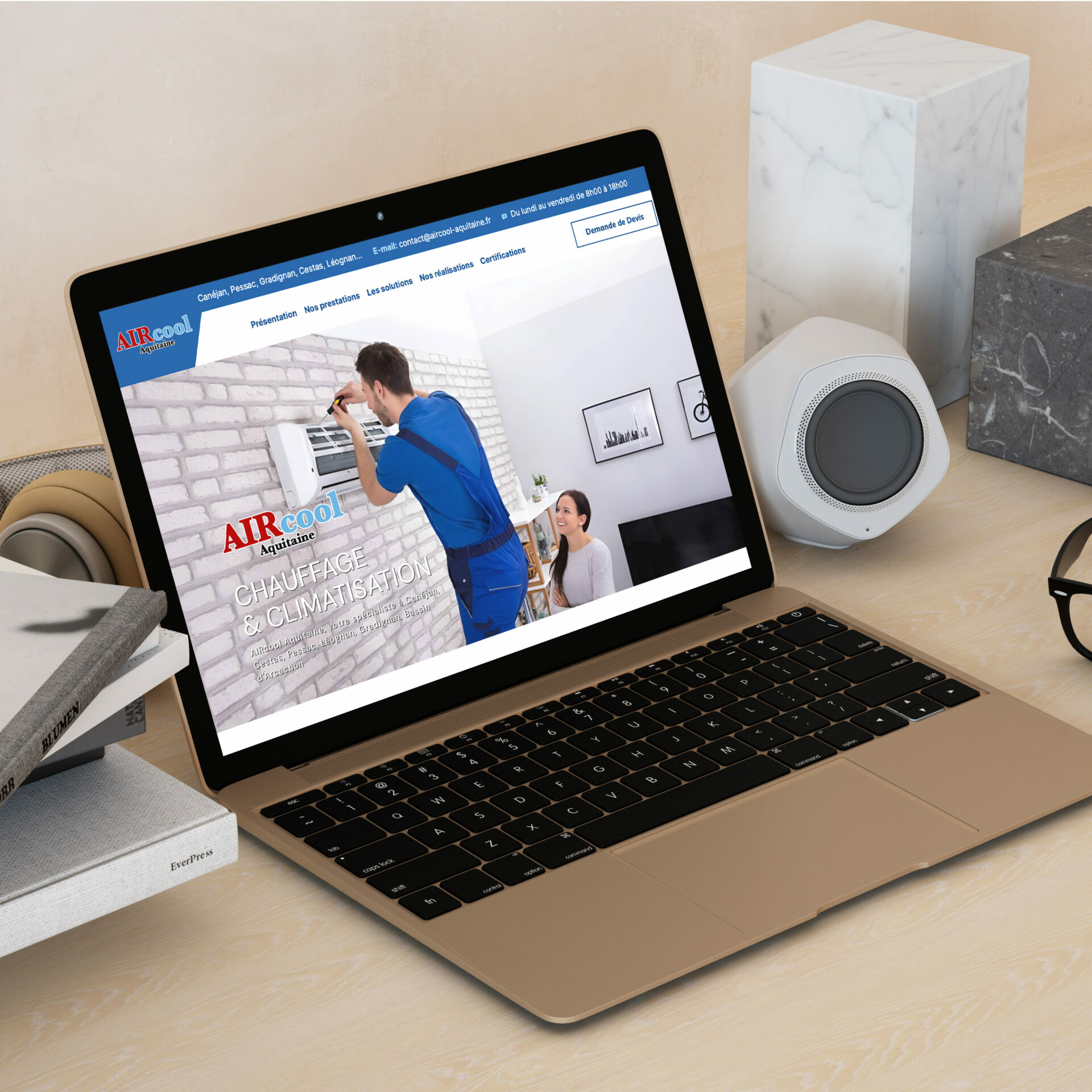 Aperçu du site internet Aircool Aquitaine